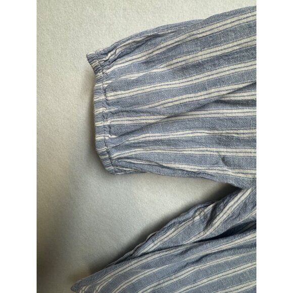 Angels New York Womens 2X Blue & White Striped Boho Blouse Pom Pom Tassel Ties - Picture 4 of 9